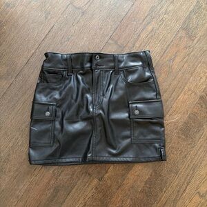 Kids Black Faux Leather Mini Skirt